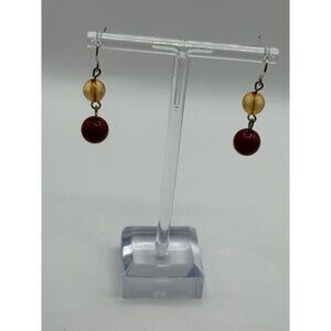 Vintage Brown & Amber Beaded Drop Earrings